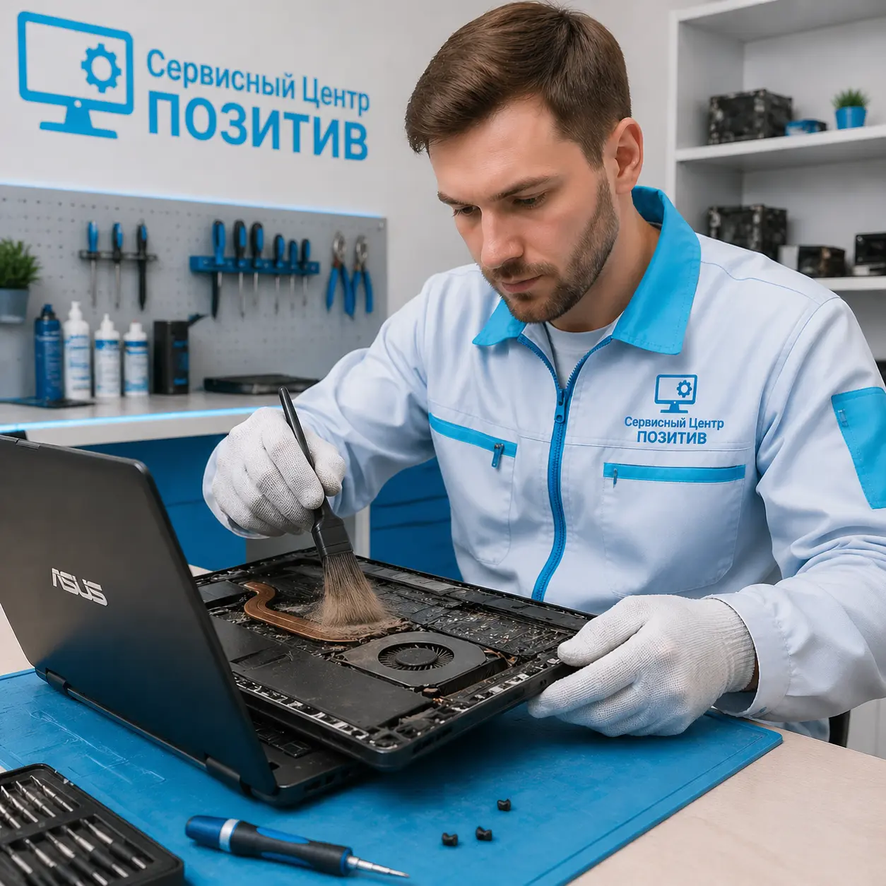 Чистка ноутбука Asus от пыли в Шатуре | Замена термопасты